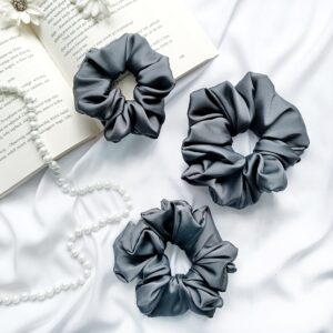 Scrunchie z satyny jedwabnej - grafitowa