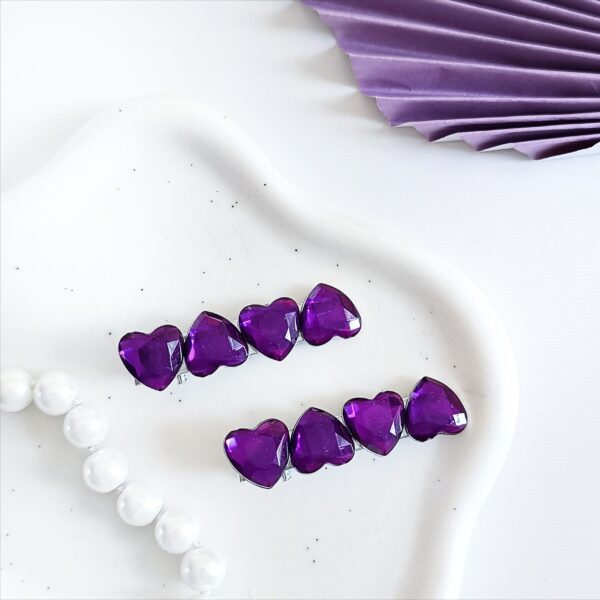 Zestaw spinek do włosów - fioletowe serca