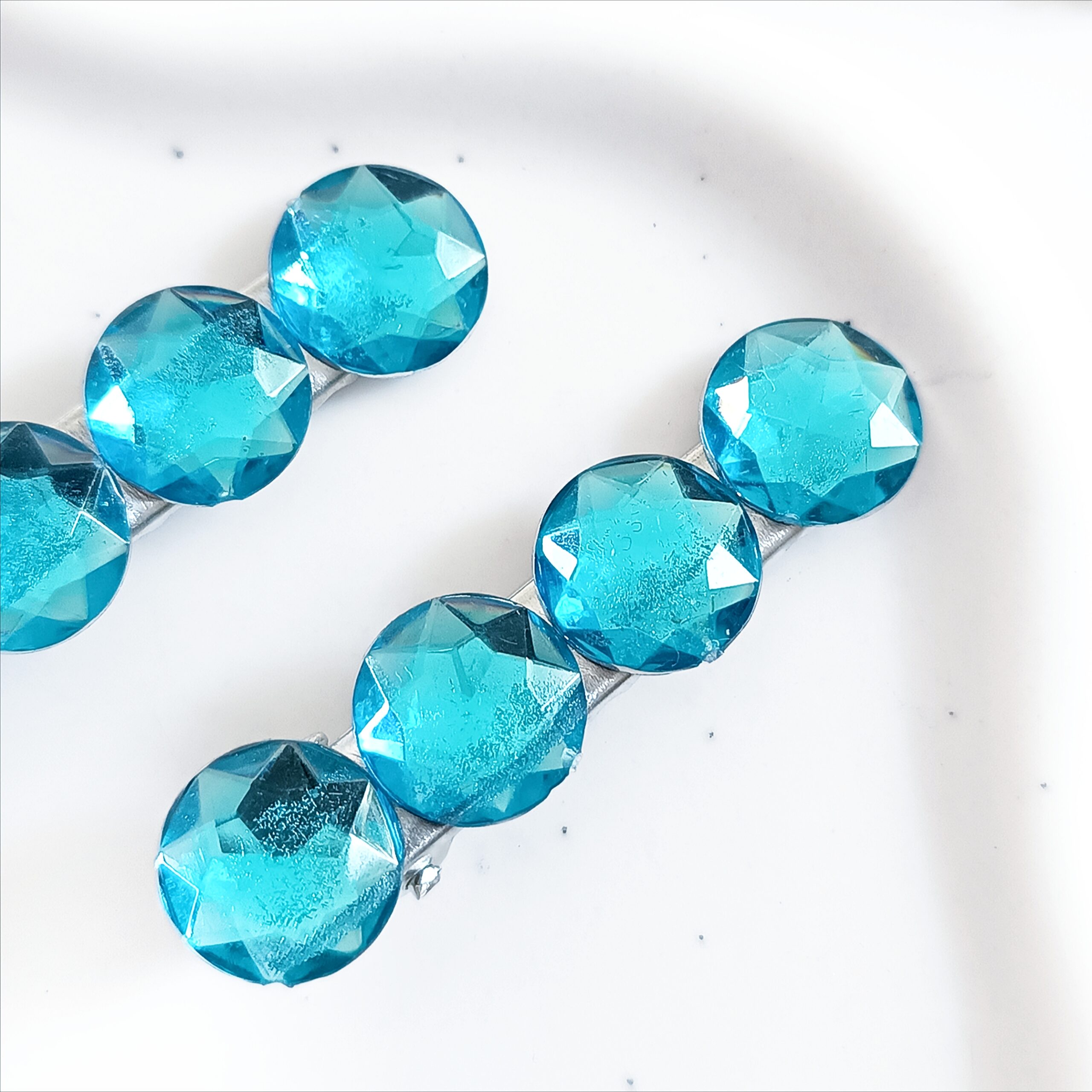 Zestaw spinek do włosów - błękitne kółka - obrazek 2