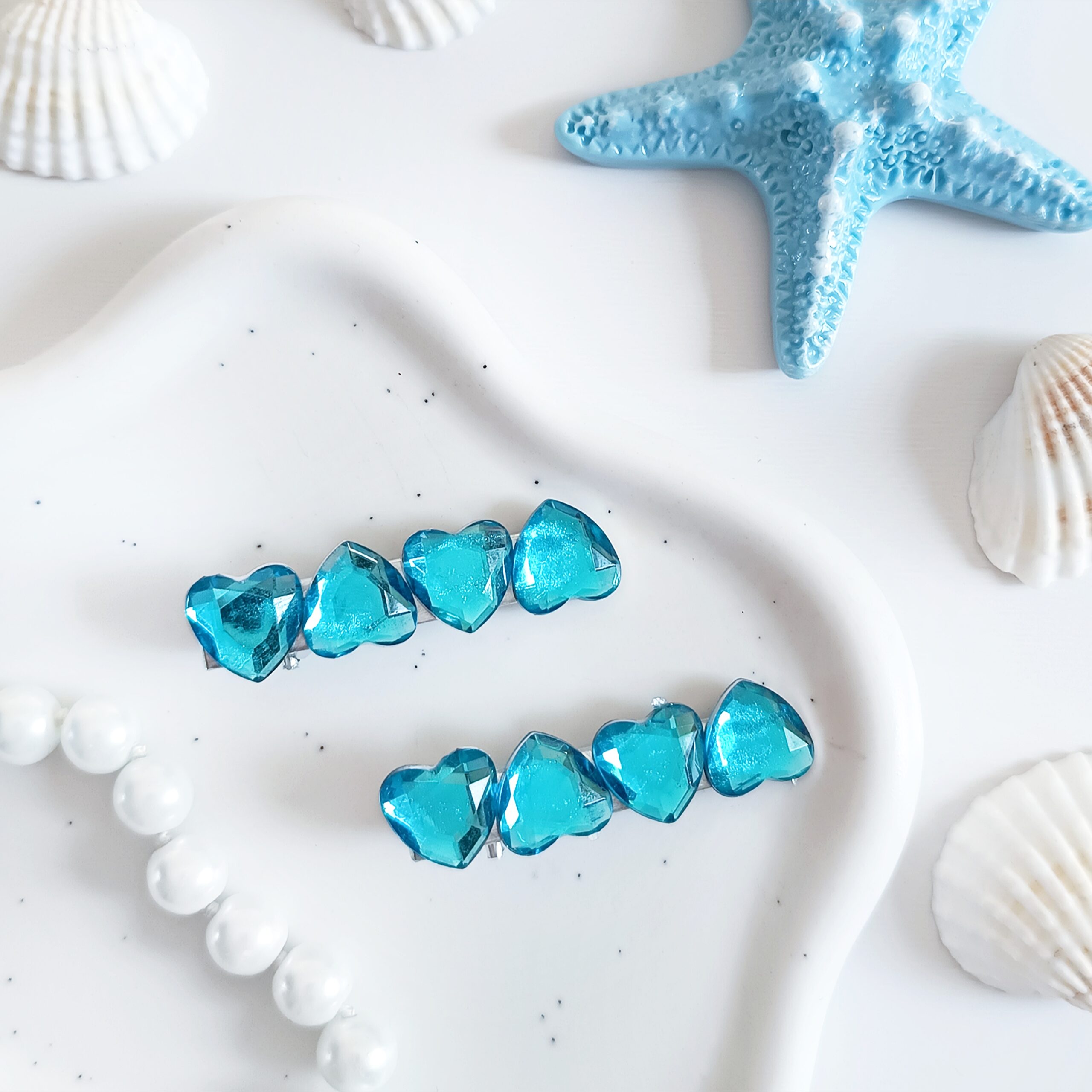 Zestaw spinek do włosów - błękitne serca