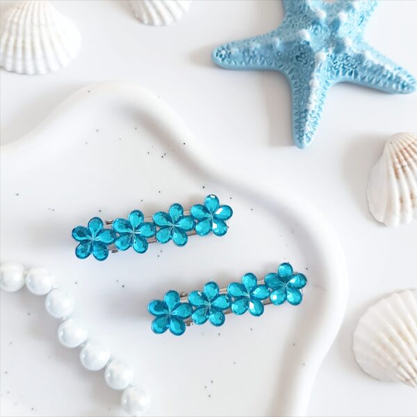 Zestaw spinek do włosów - błękitne kwiatki
