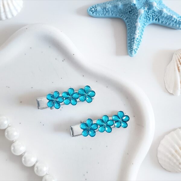 Zestaw spinek do włosów - błękitne kwiatki