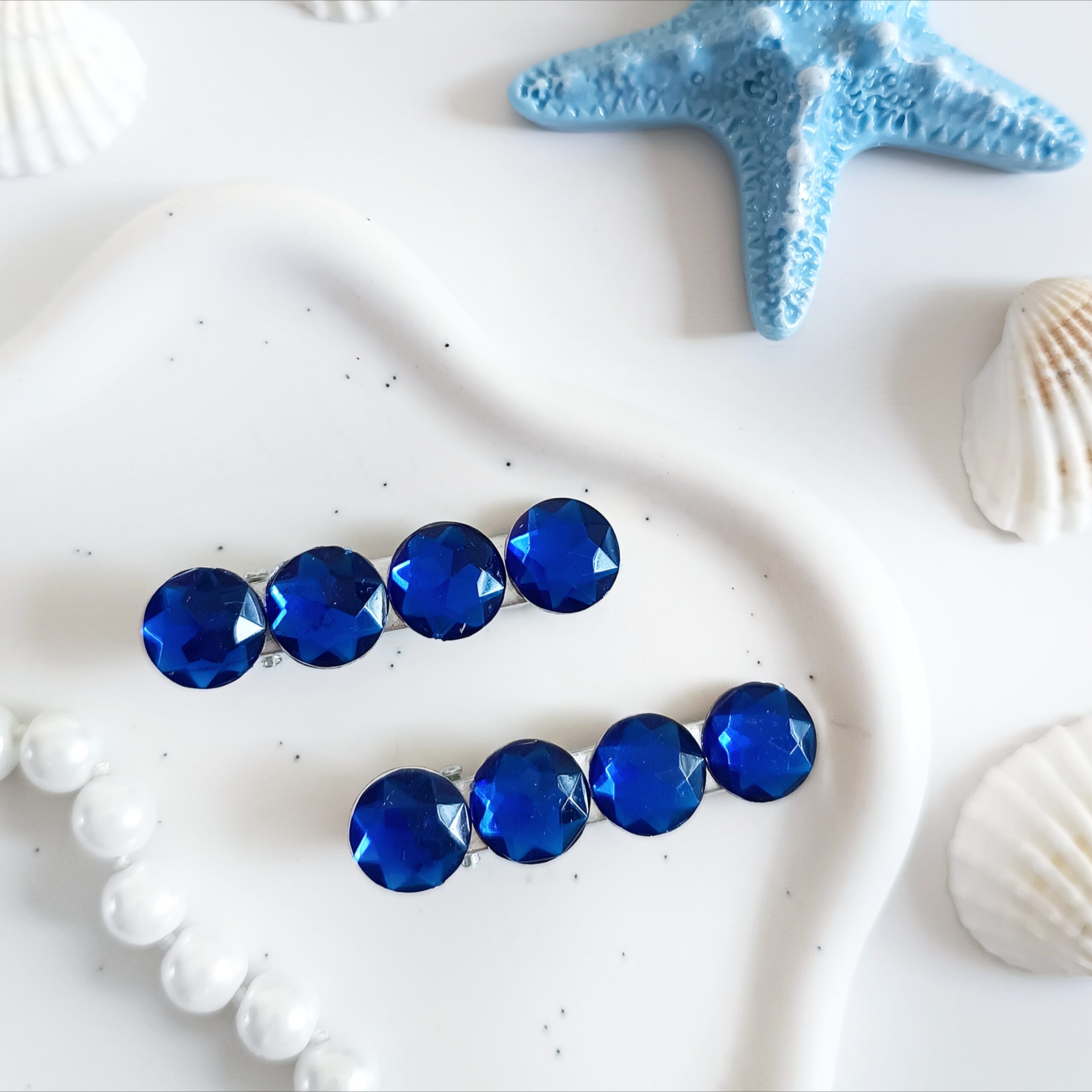 Zestaw spinek do włosów - chabrowe kółka