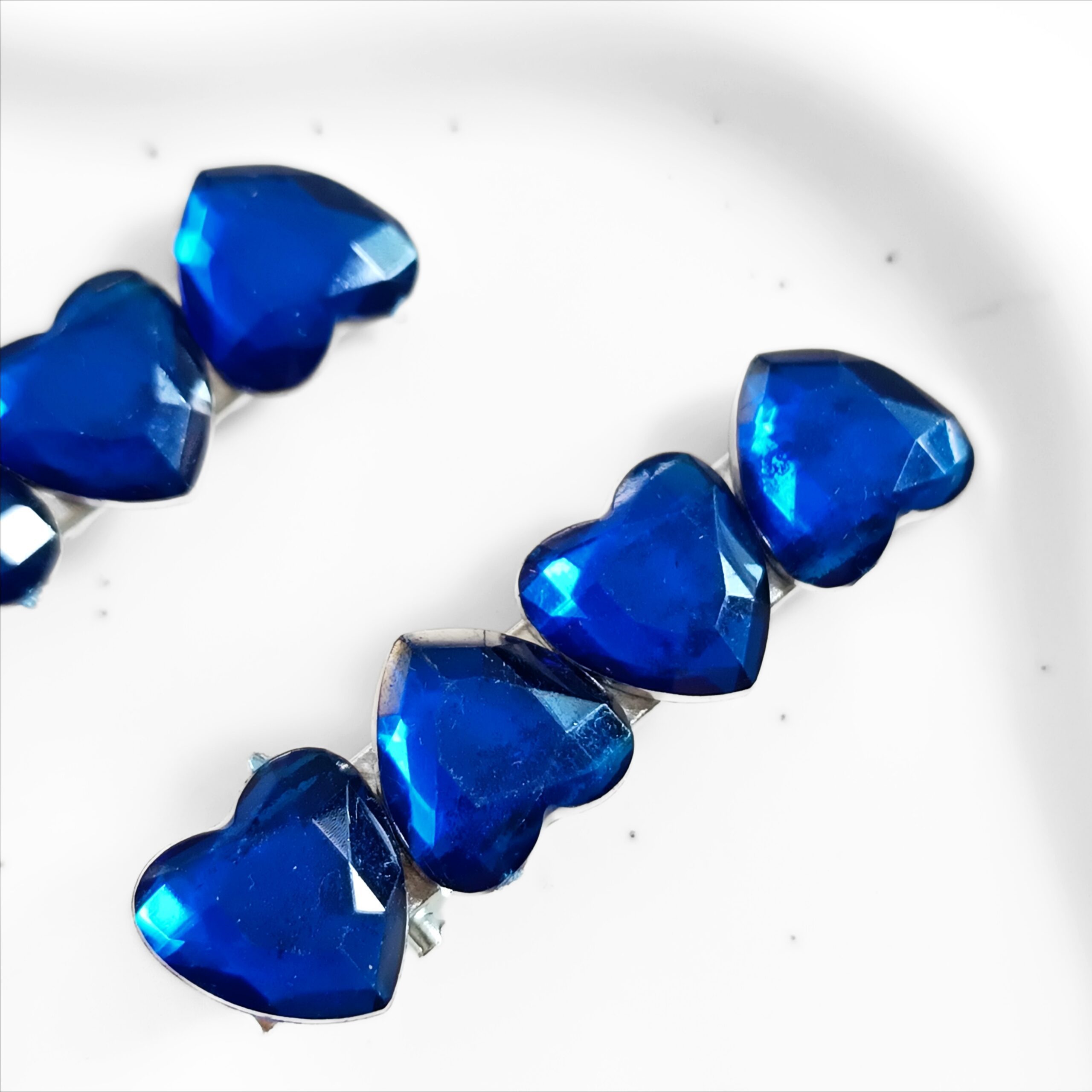 Zestaw spinek do włosów - chabrowe serca - obrazek 2