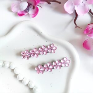 Zestaw spinek do włosów - jasnoróżowe kwiatki