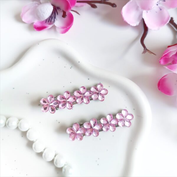 Zestaw spinek do włosów - jasnoróżowe kwiatki