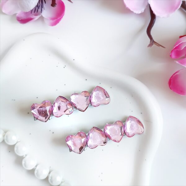 Zestaw spinek do włosów - jasnoróżowe serca