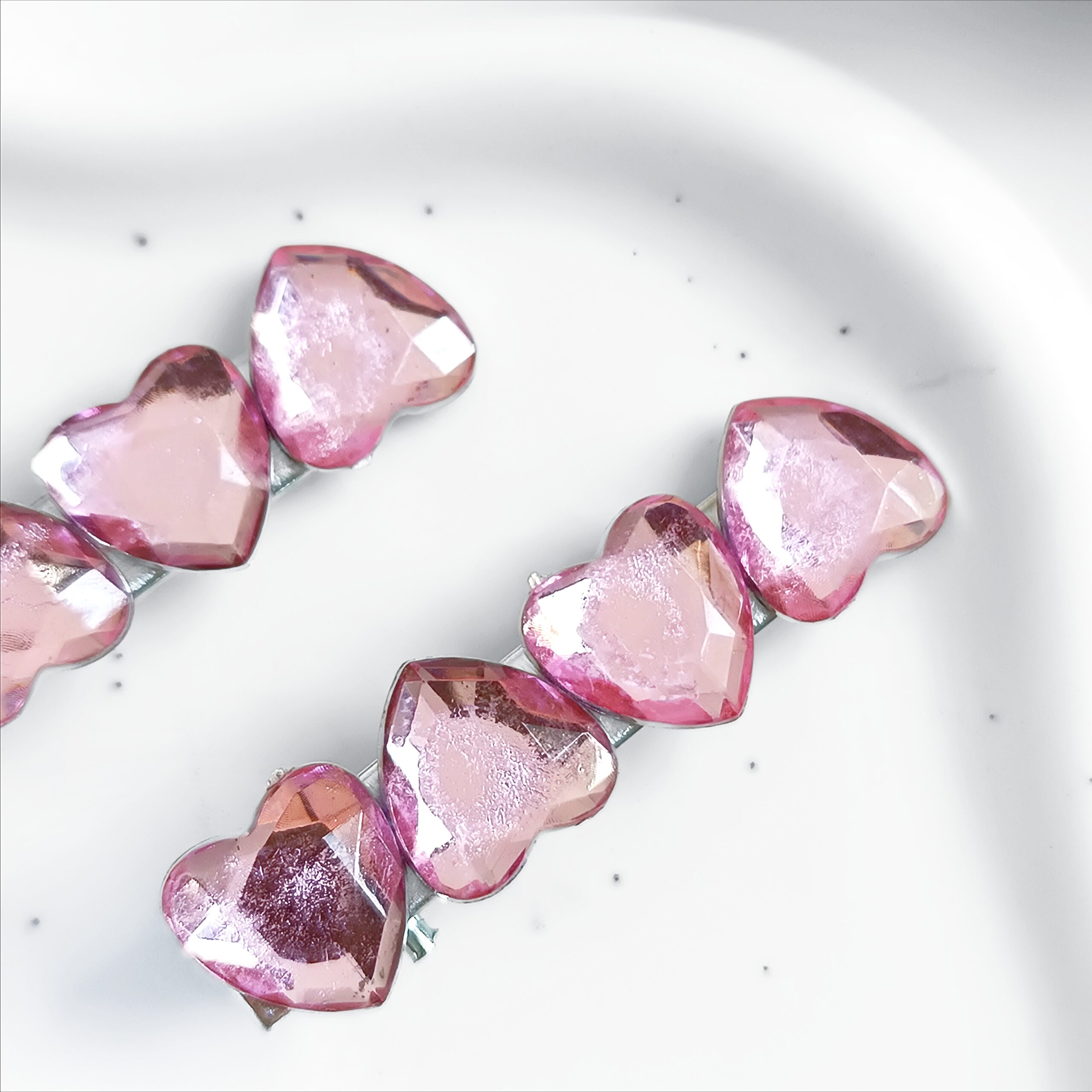 Zestaw spinek do włosów - jasnoróżowe serca - obrazek 2