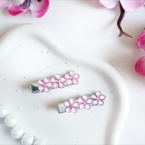 Zestaw spinek do włosów - jasnoróżowe kwiatki