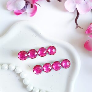 Zestaw spinek do włosów - ciemnoróżowe kółka