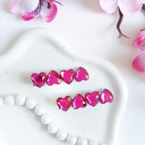 Zestaw spinek do włosów - ciemnoróżowe serca