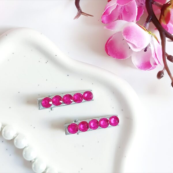 Zestaw spinek do włosów - ciemnoróżowe kółka