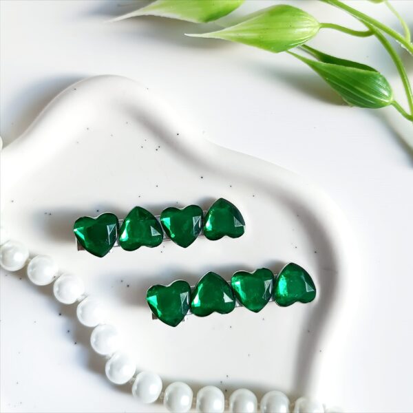 Zestaw spinek do włosów - szmaragdowe serca