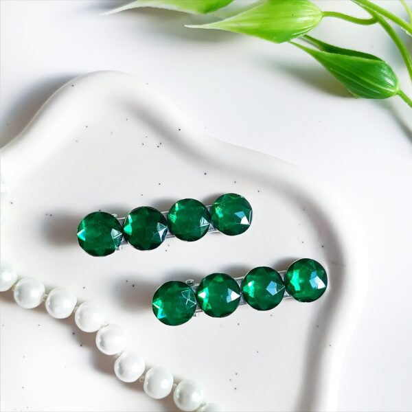 Zestaw spinek do włosów - szmaragdowe kółka