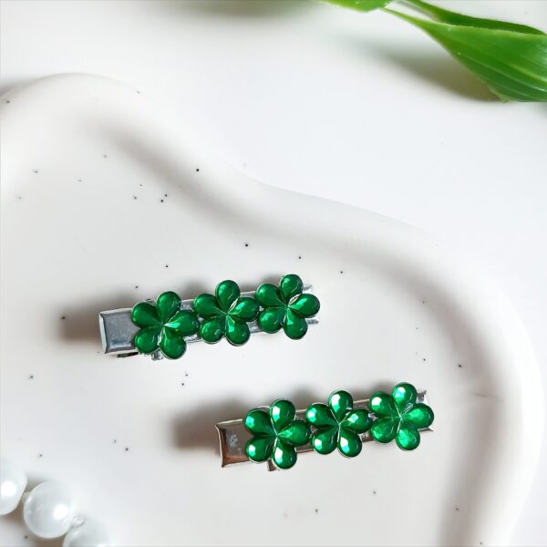 Zestaw spinek do włosów - szmaragdowe kwiatki