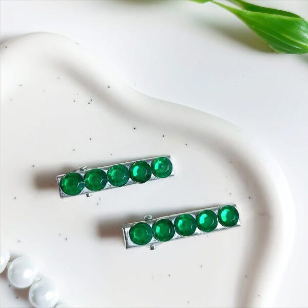 Zestaw spinek do włosów - szmaragdowe kółka