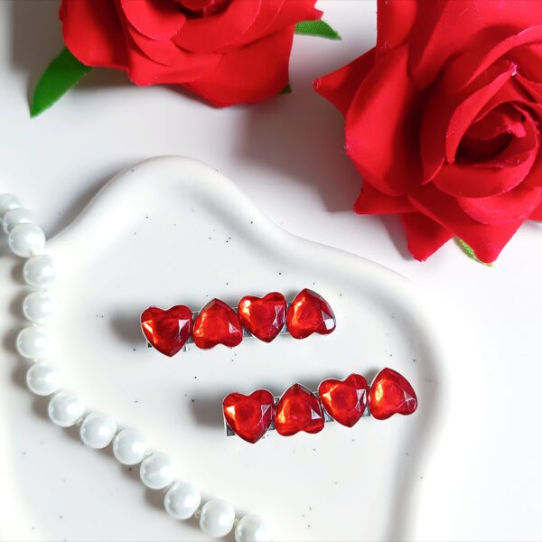 Zestaw spinek do włosów - czerwone serca