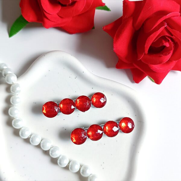 Zestaw spinek do włosów - czerwone kółka