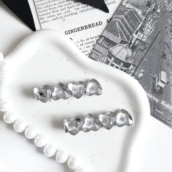 Zestaw spinek do włosów - srebrne serca