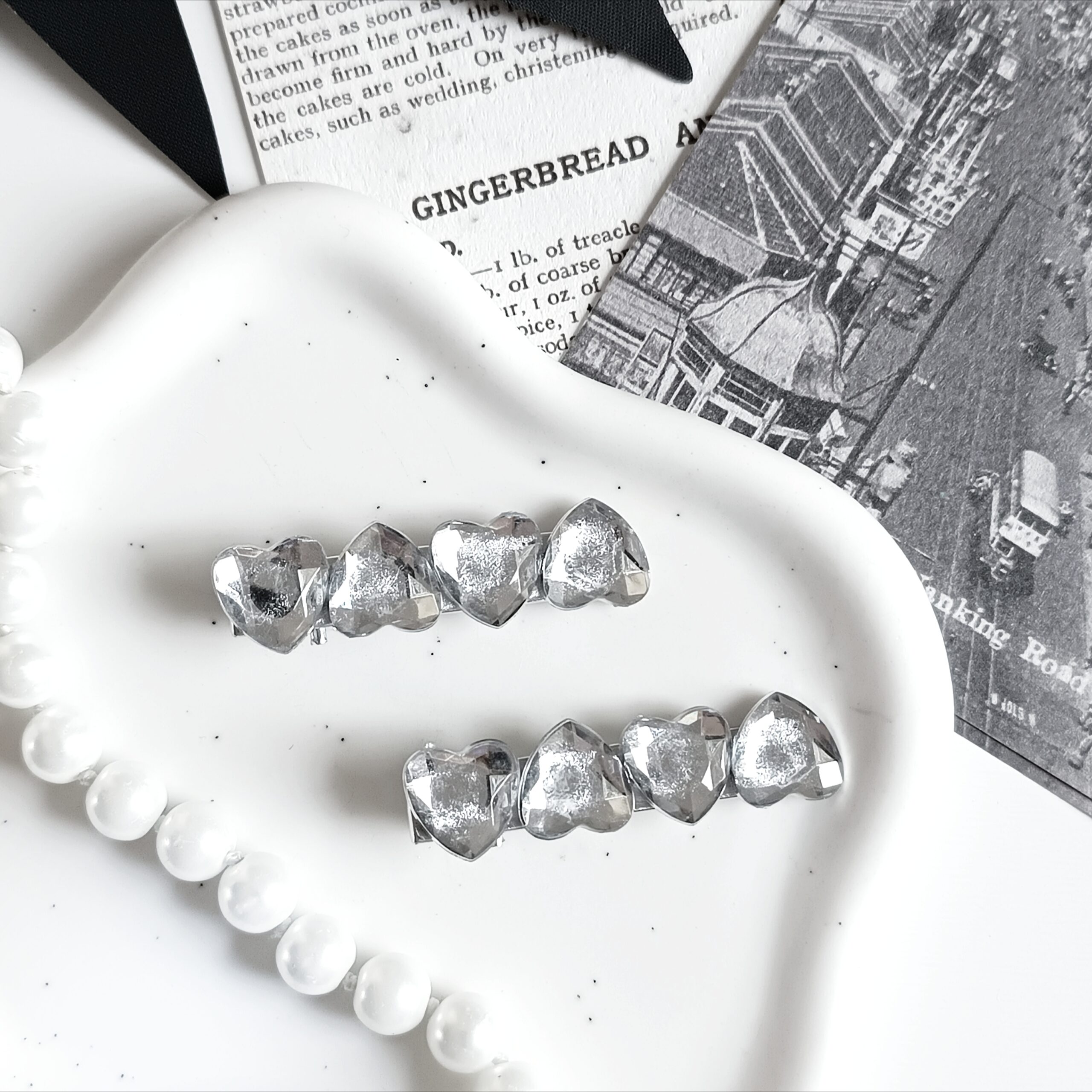 Zestaw spinek do włosów - srebrne serca