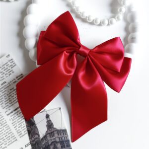 Satynowa kokarda do włosów - czerwona