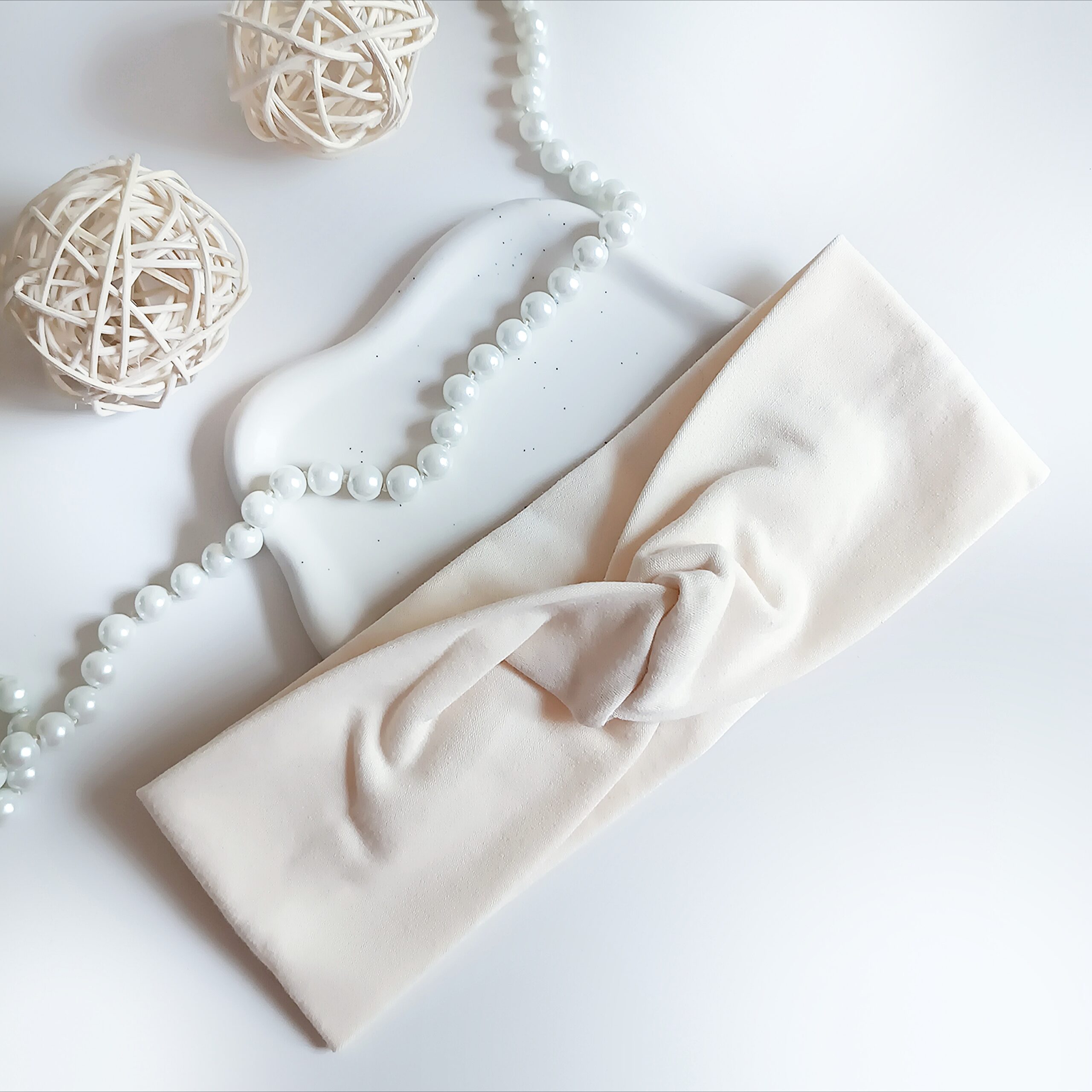 Opaska do włosów - dziecięca - waniliowa