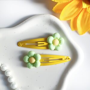 Spinki do włosów dla dzieci - zielone kwiatki