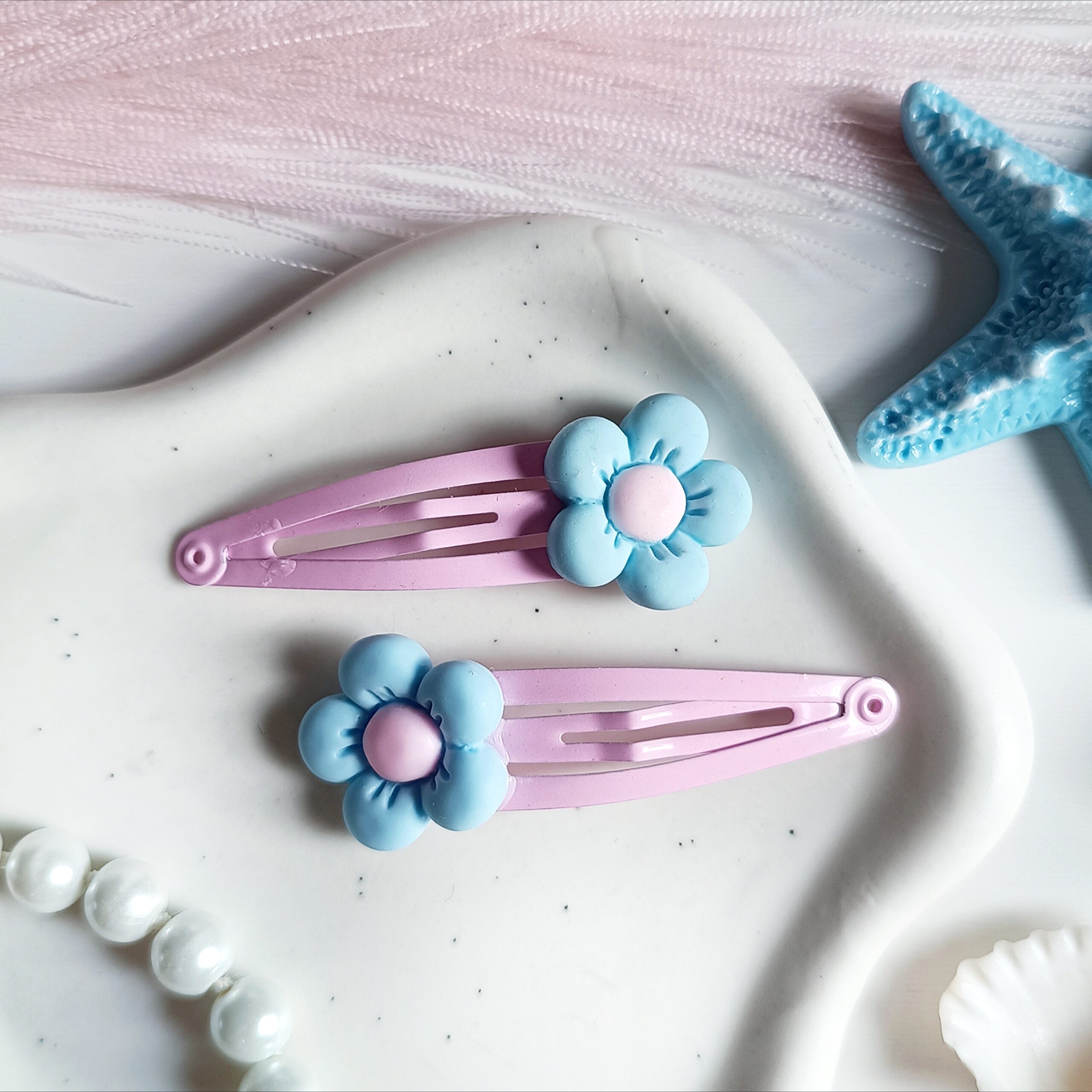 Spinki do włosów dla dzieci - błękitne kwiatki