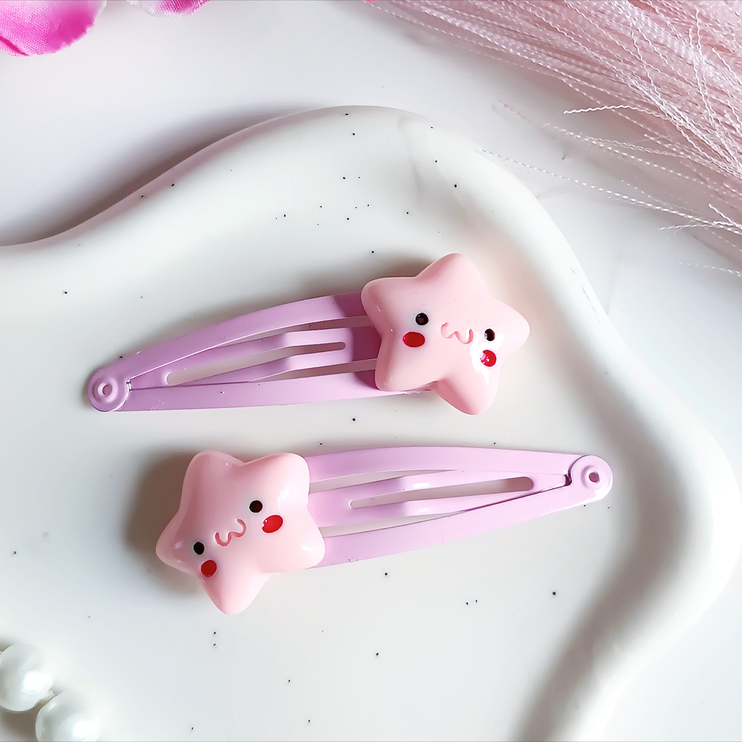 Spinki do włosów dla dzieci - jasnoróżowe gwiazdki