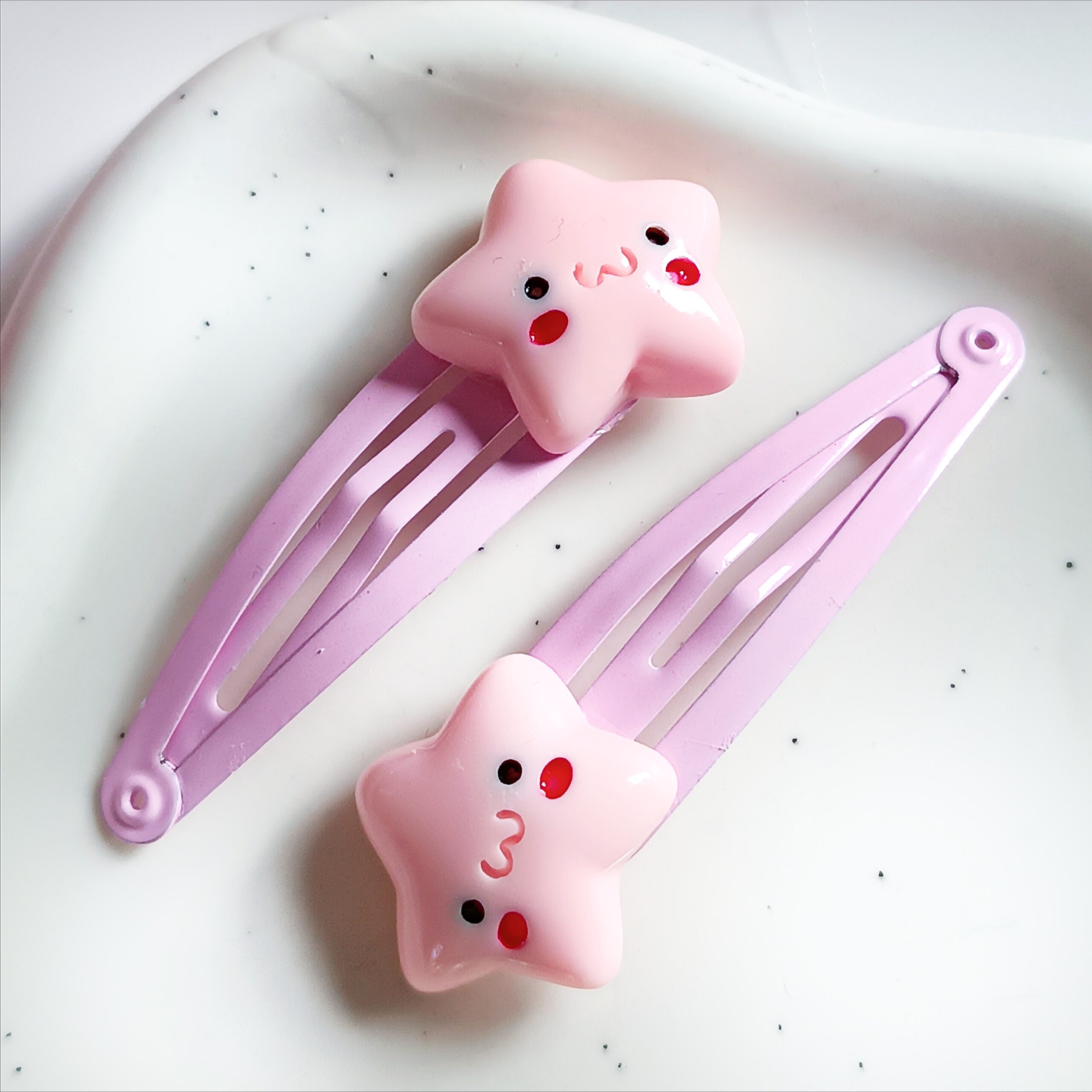 Spinki do włosów dla dzieci - jasnoróżowe gwiazdki - obrazek 2