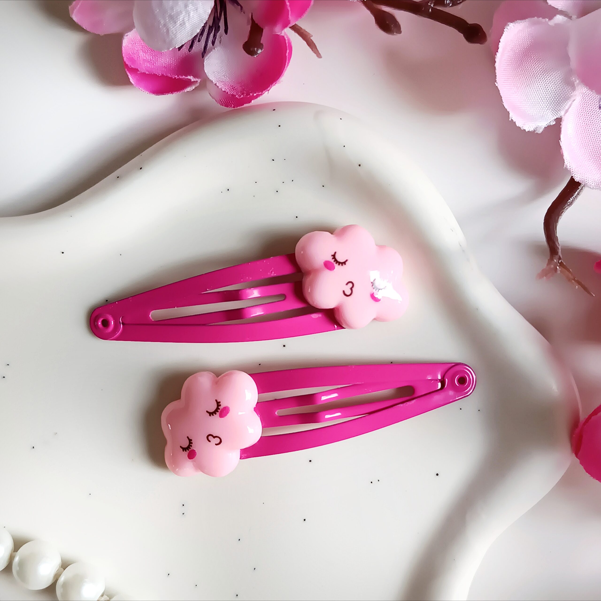 Spinki do włosów dla dzieci - różowe chmurki