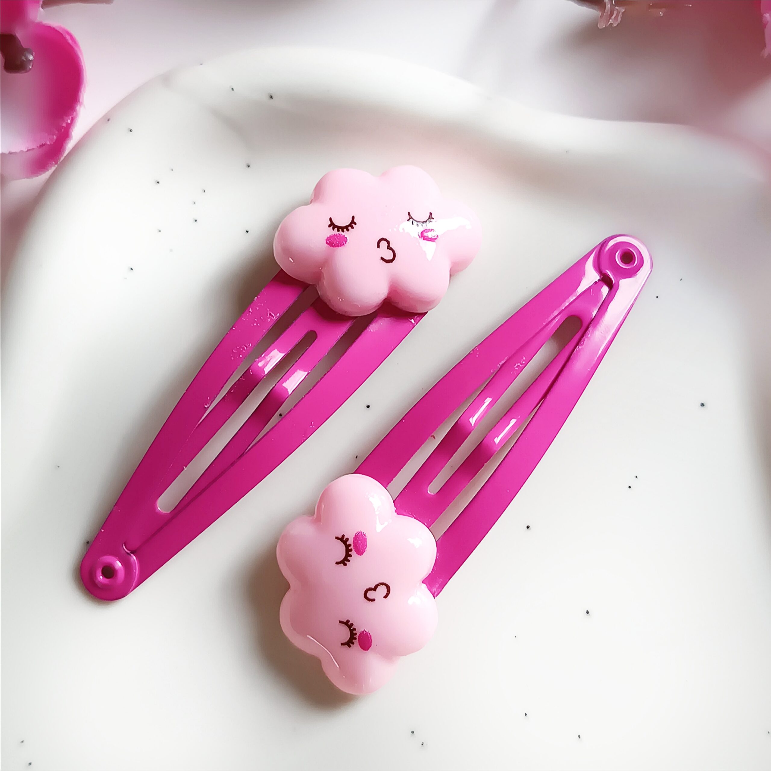 Spinki do włosów dla dzieci - różowe chmurki - obrazek 2