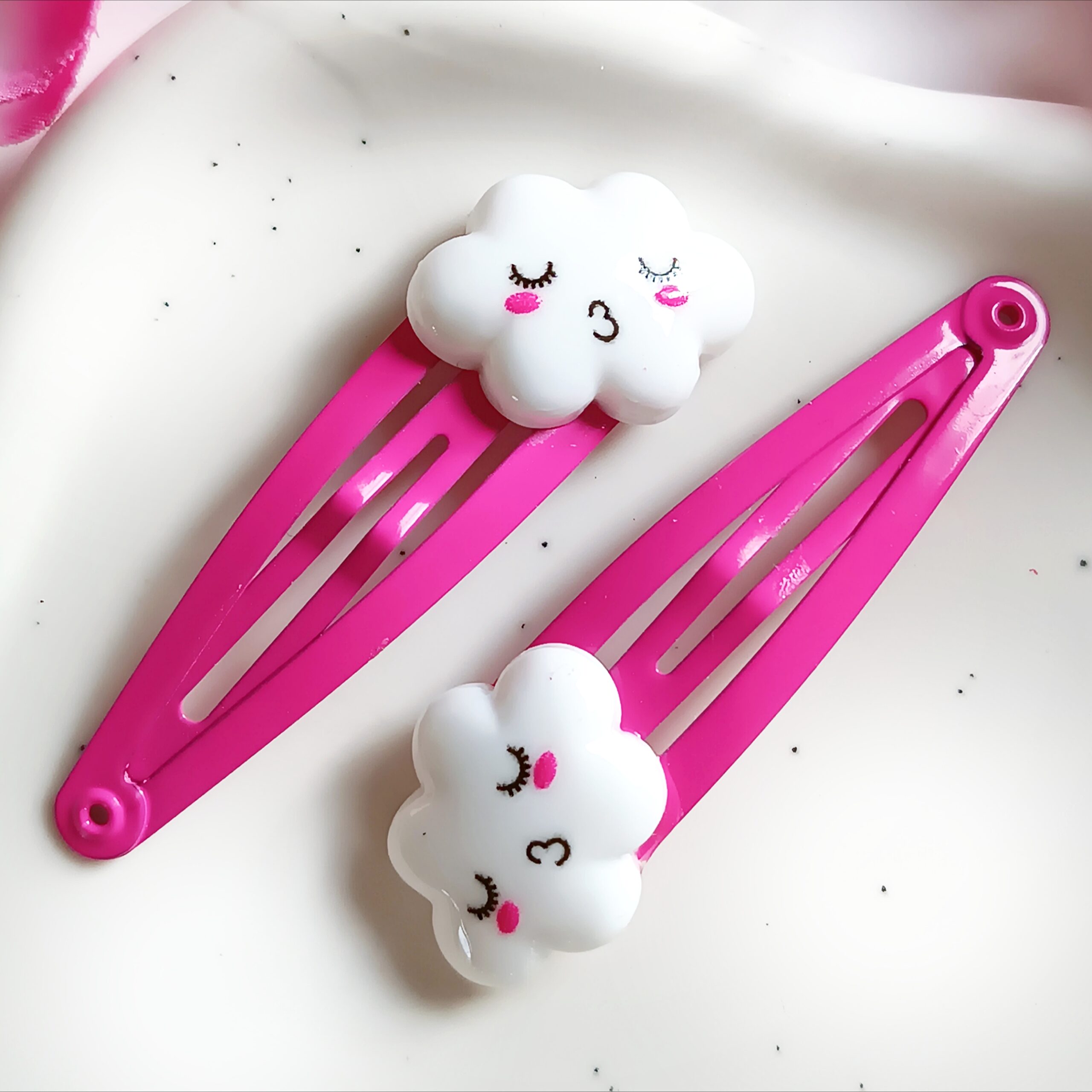 Spinki do włosów dla dzieci - białe chmurki - obrazek 2