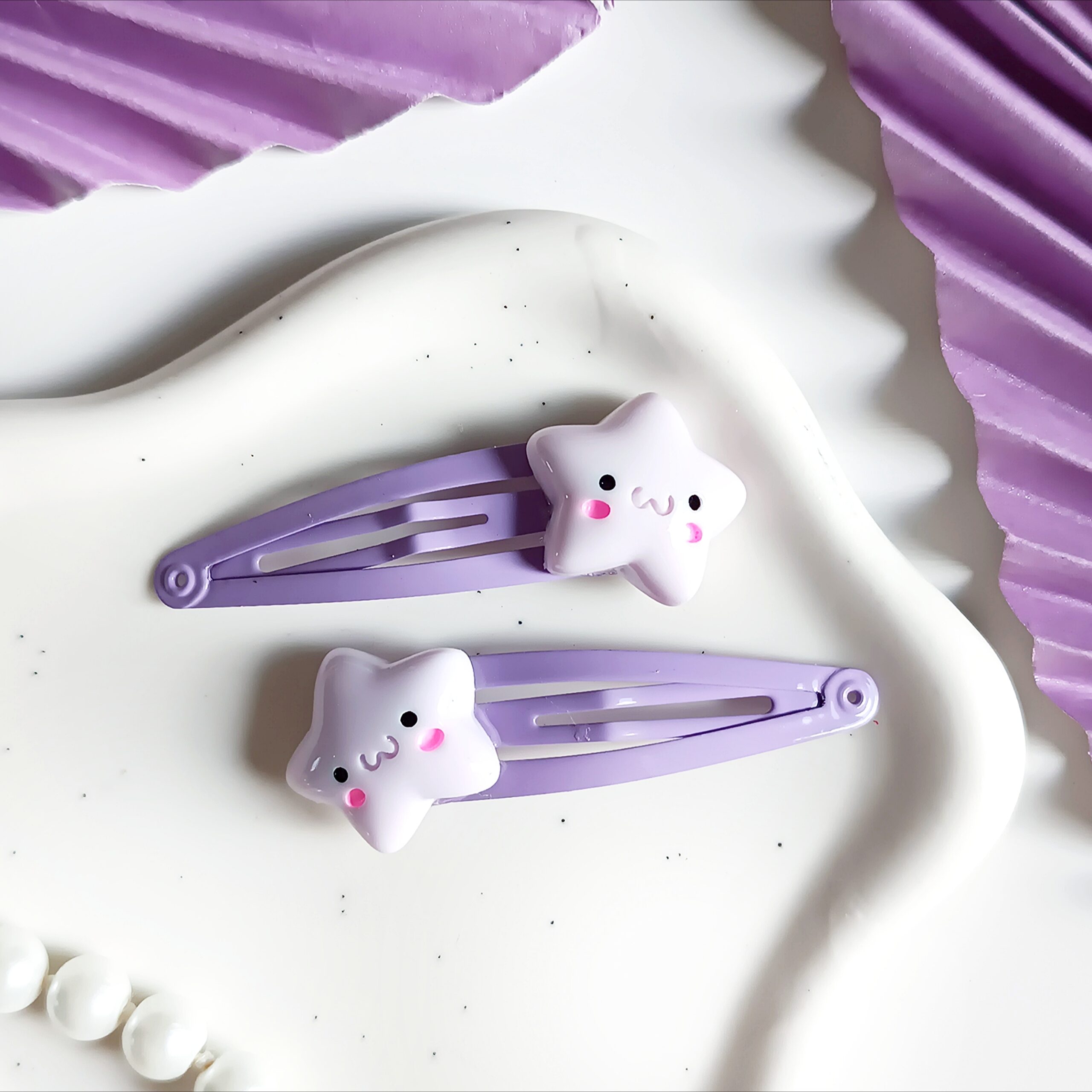 Spinki do włosów dla dzieci - jasnofioletowe gwiazdki