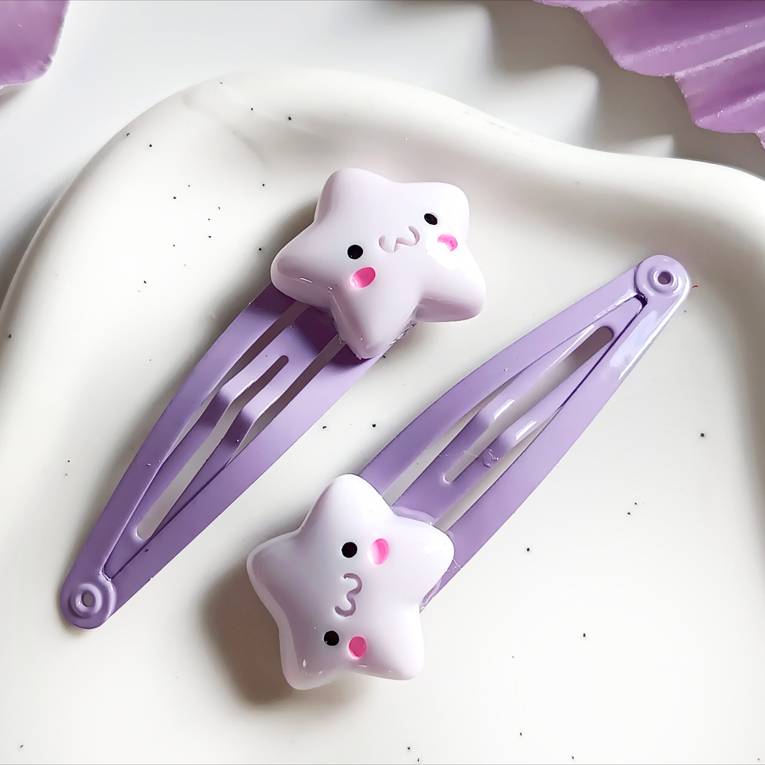 Spinki do włosów dla dzieci - jasnofioletowe gwiazdki - obrazek 2