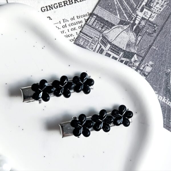 Zestaw spinek do włosów - czarne kwiatki