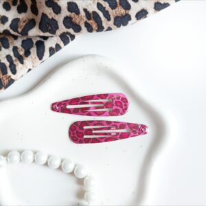 Spinki do włosów - różowa panterka