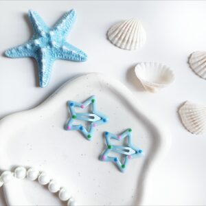 Spinki dla dzieci - gwiazdki w kropki - jasnoniebieskie