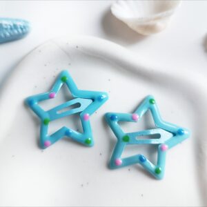 Spinki dla dzieci - gwiazdki w kropki - niebieskie