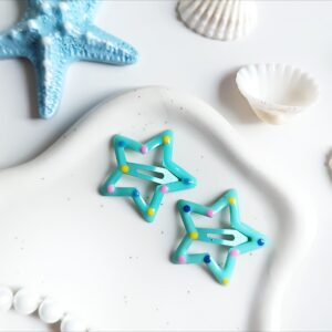 Spinki dla dzieci - gwiazdki w kropki - turkusowe