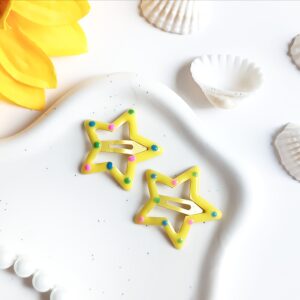 Spinki dla dzieci - gwiazdki w kropki - żółte