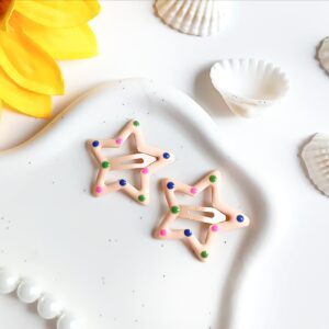 Spinki dla dzieci - gwiazdki w kropki - łososiowe