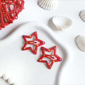 Spinki dla dzieci - gwiazdki w kropki - czerwone