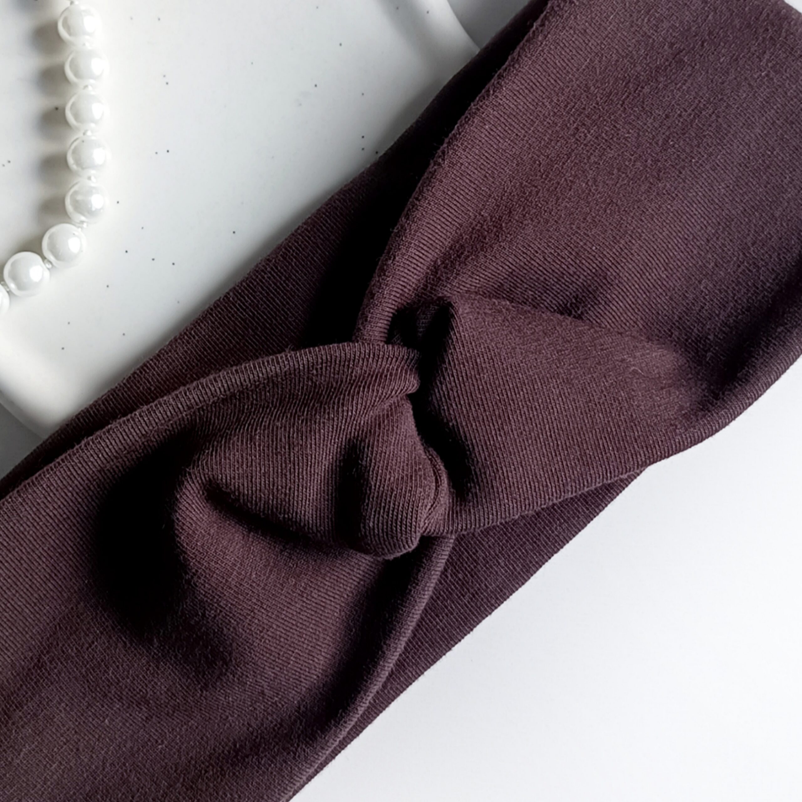 Opaska do włosów jesienna - damska - bawełniana - brązowa - obrazek 2