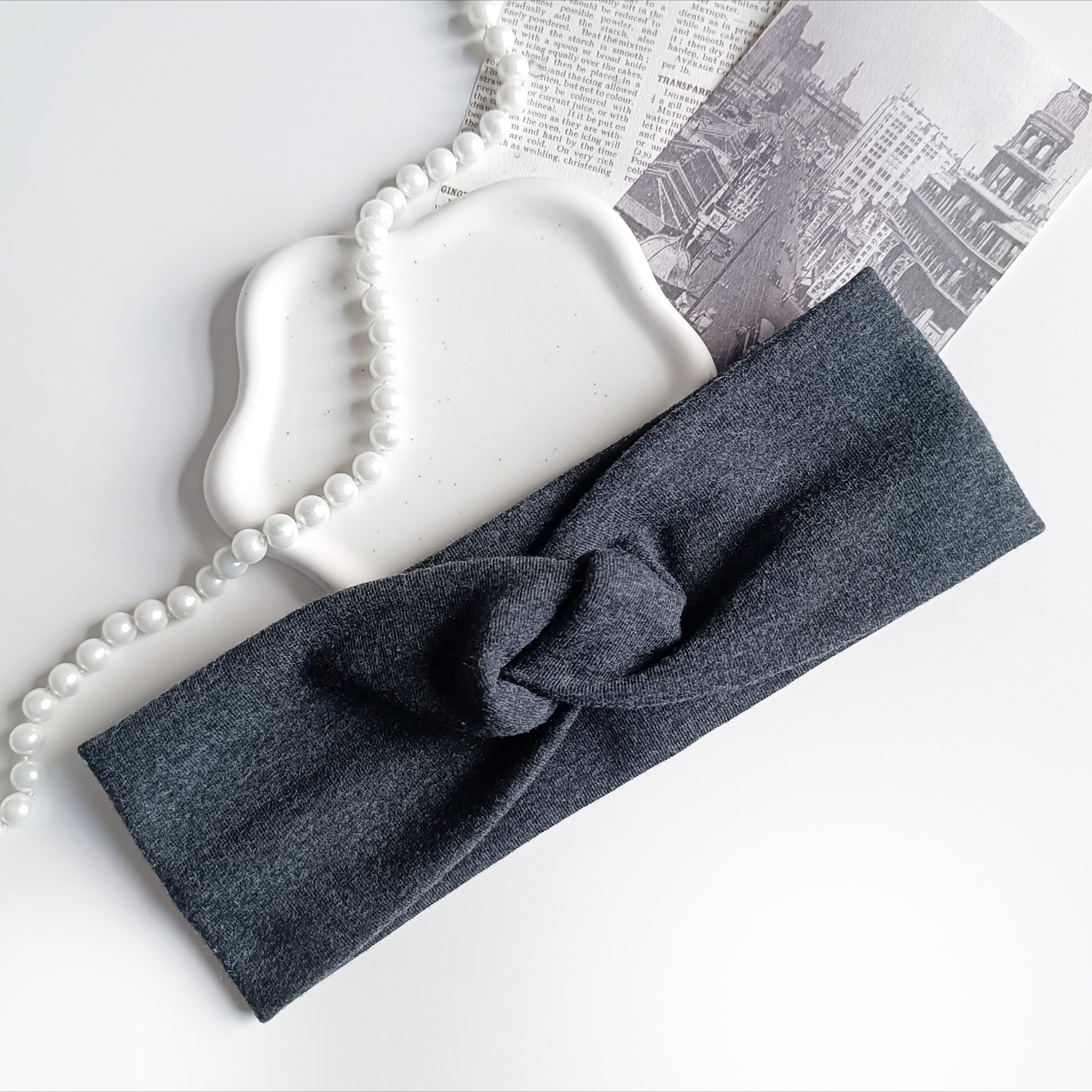 Opaska do włosów jesienna - damska - bawełniana - ciemny melanż