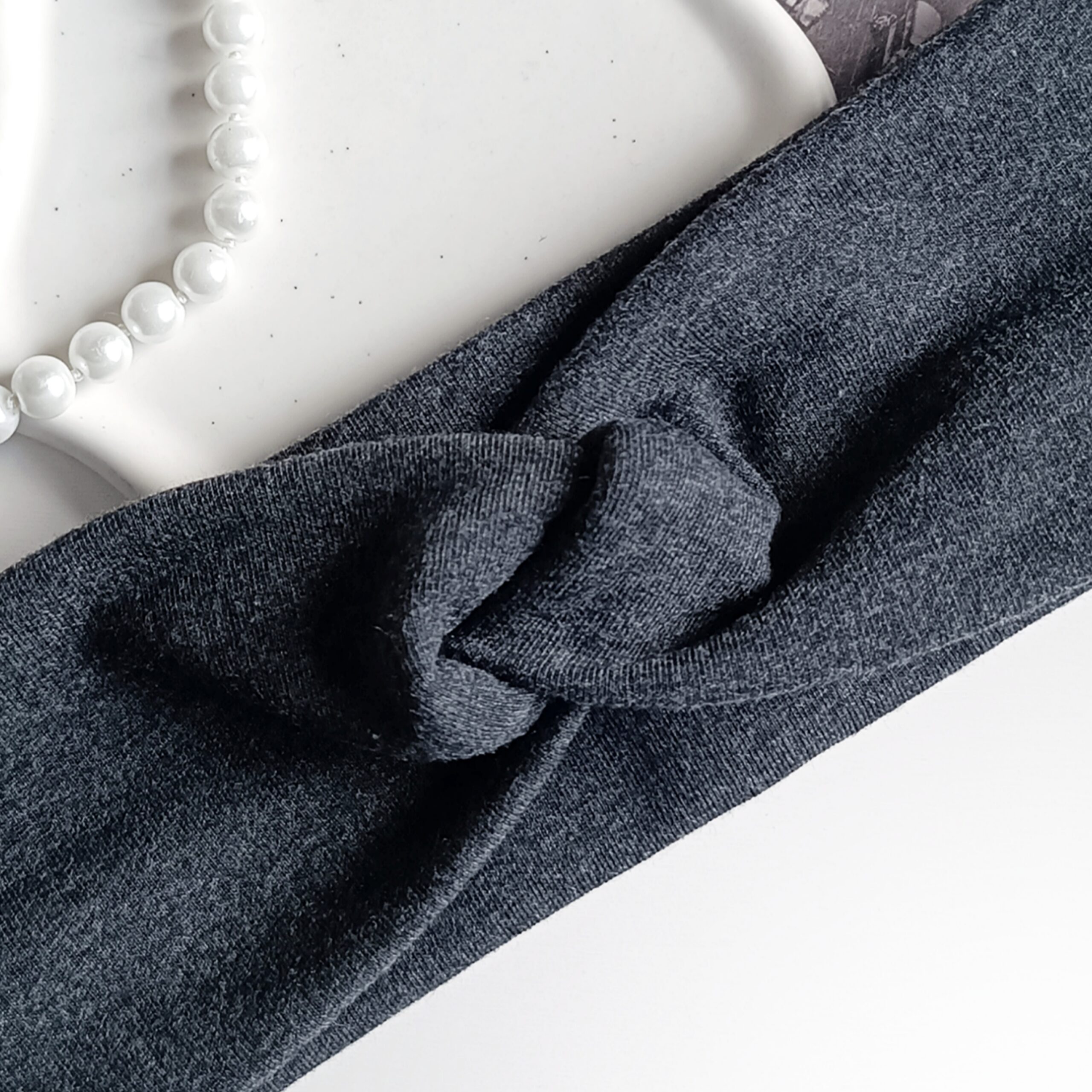 Opaska do włosów jesienna - damska - bawełniana - ciemny melanż - obrazek 2