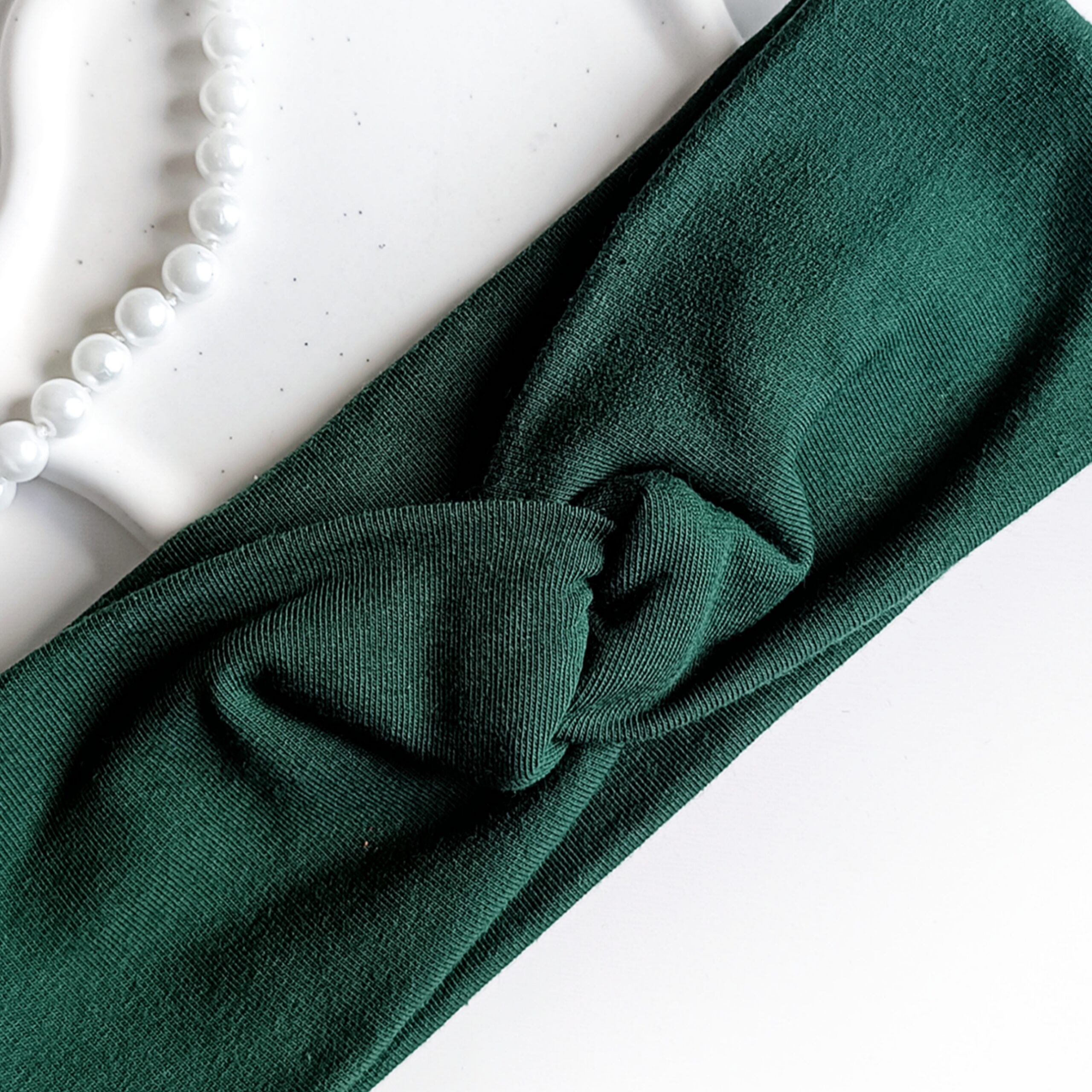 Opaska do włosów jesienna - damska - bawełniana - butelkowa zieleń - obrazek 2