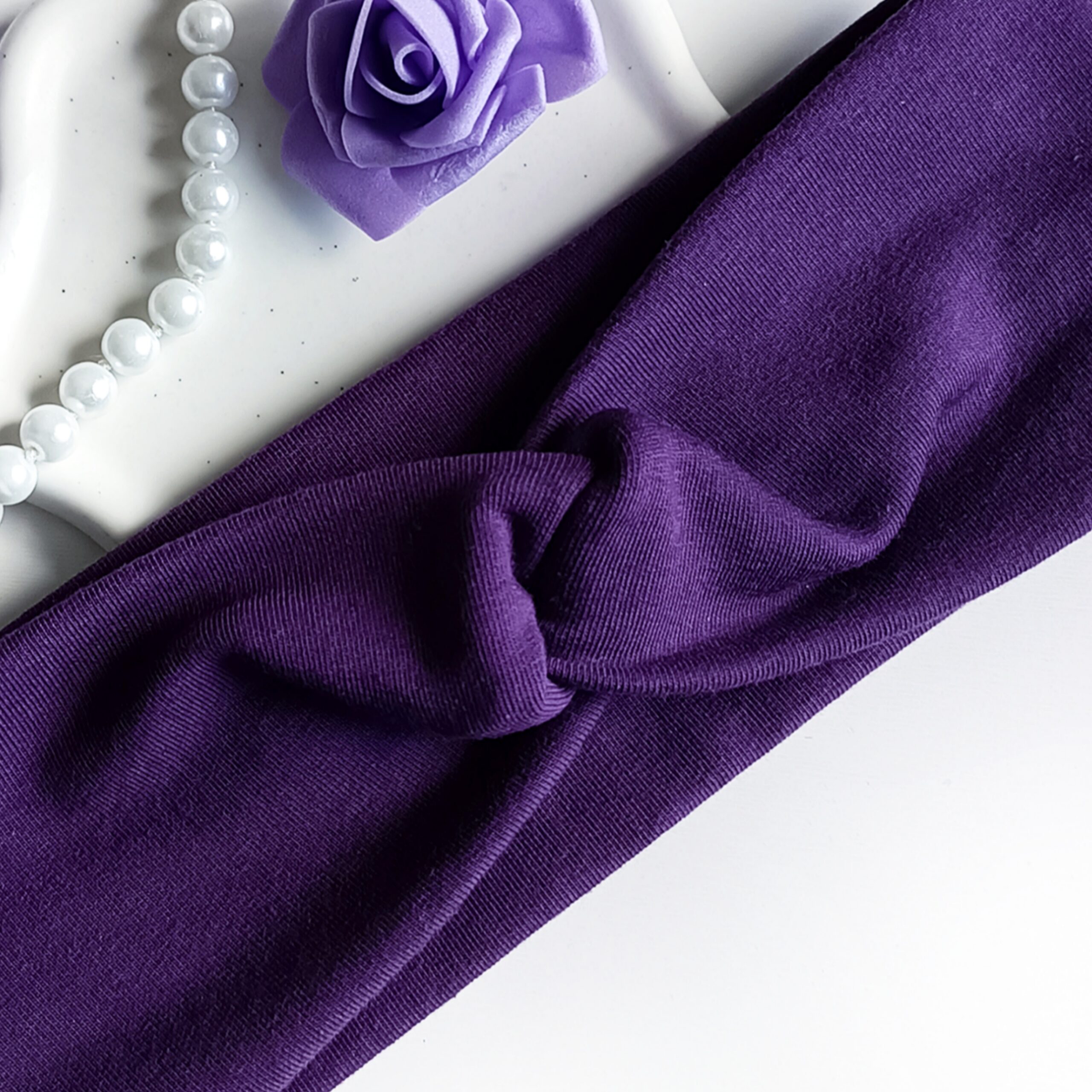 Opaska do włosów jesienna - damska - bawełniana - fioletowa - obrazek 2