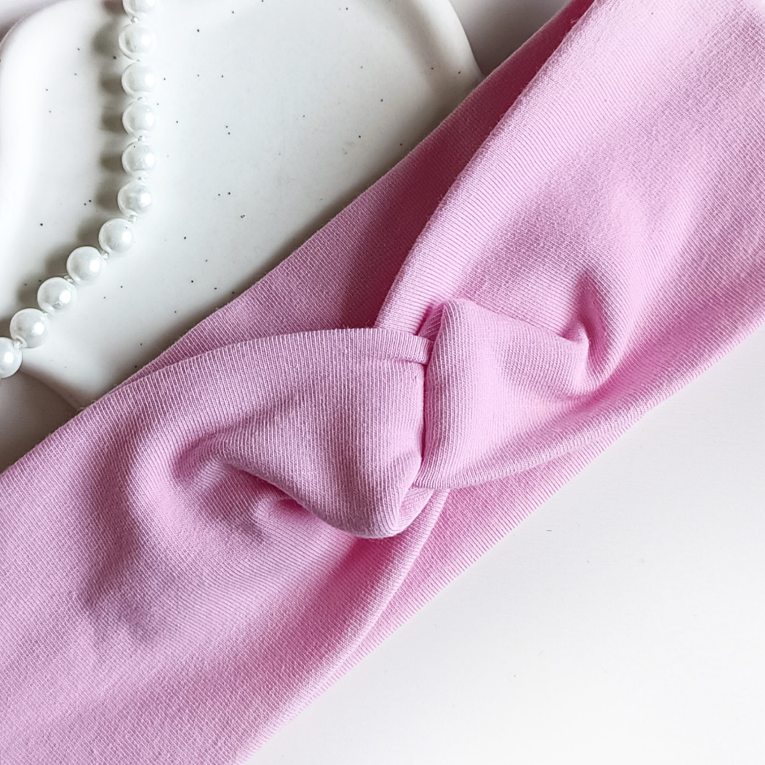 Opaska do włosów jesienna - damska - bawełniana - różowa - obrazek 2