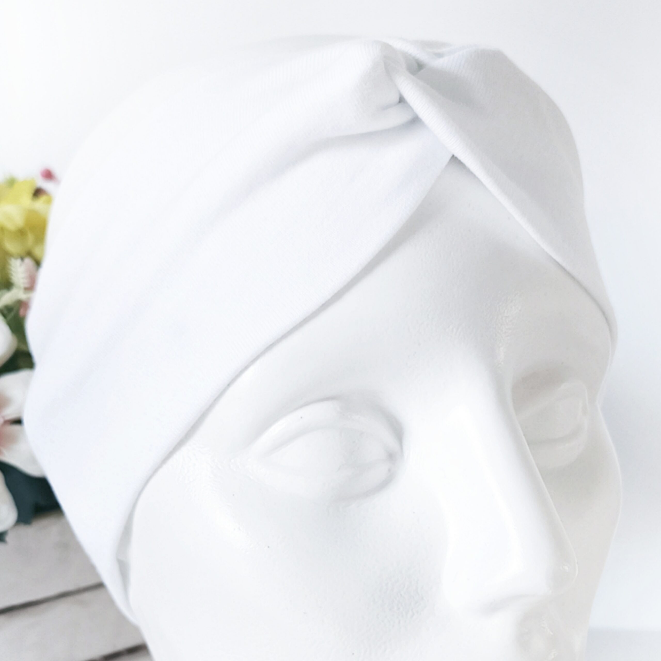 Opaska do włosów jesienna - damska - bawełniana - biała - obrazek 4